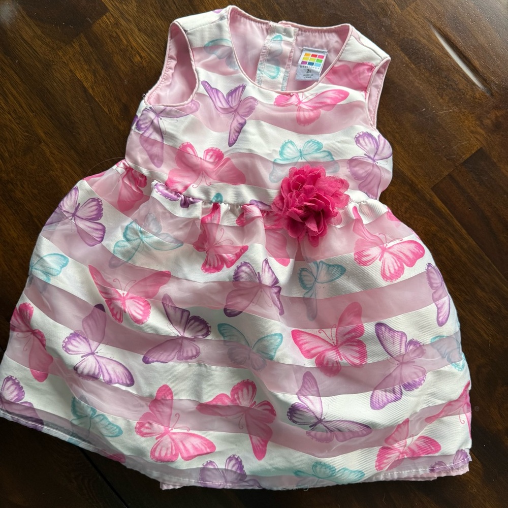 Healthtex Pink and Purple Butterfly Dress, size 2T